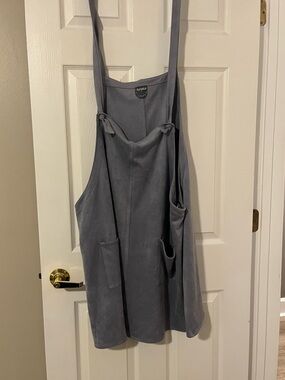 Arula Steel Blue Suede Apron-Style Dress